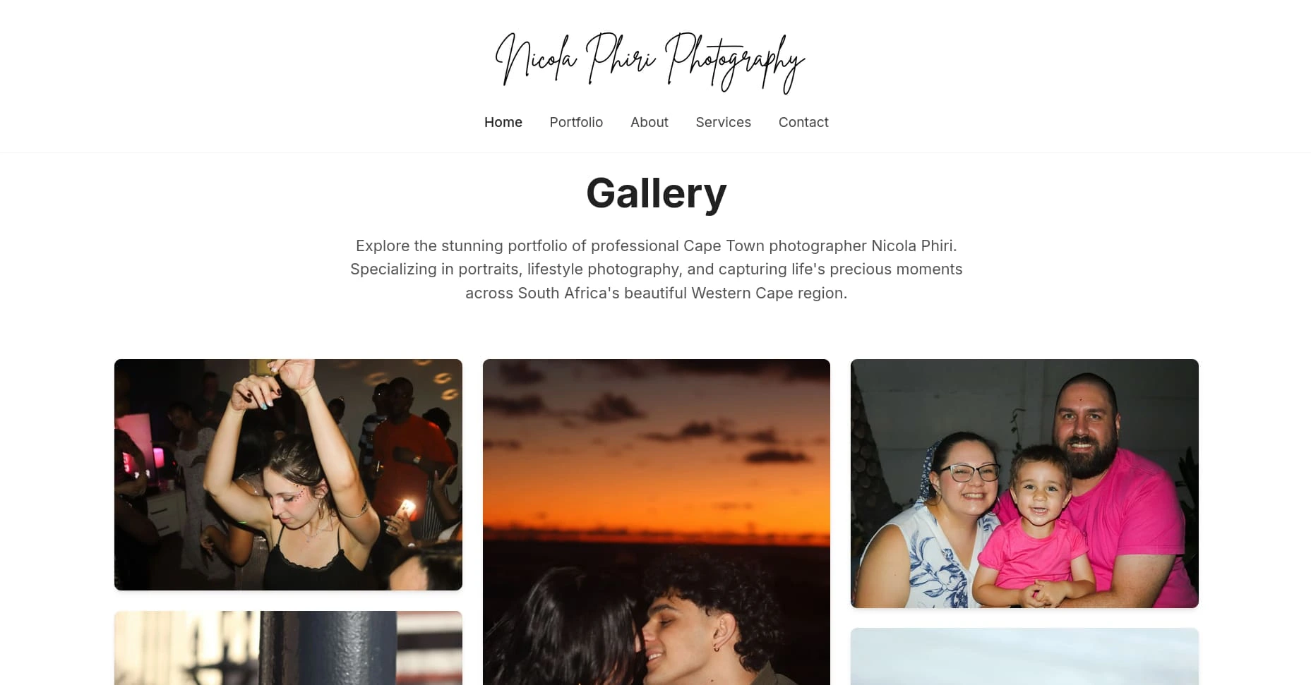 Nicola Phiri Photograhy landing page